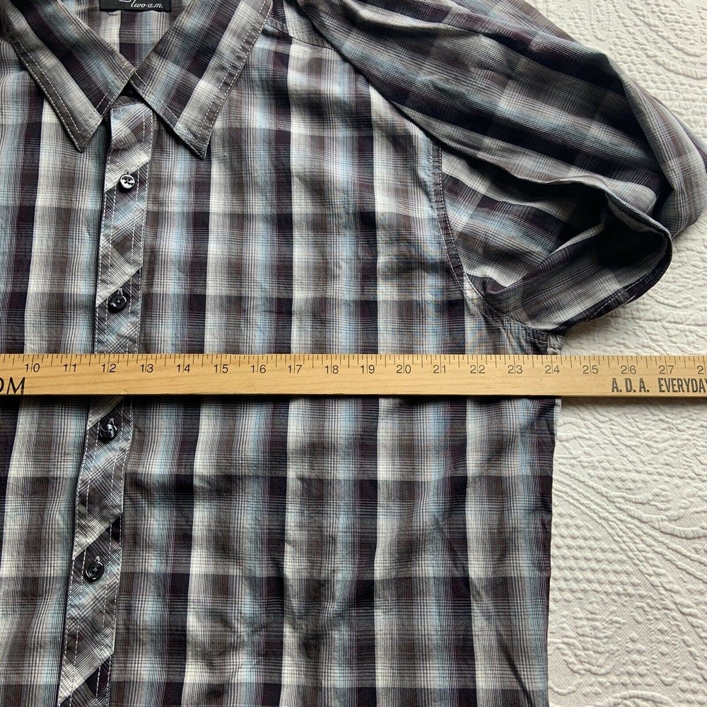 Two a.m. Mens Button Up Plaid Dress Shirt Size XL - Picture 6 of 8